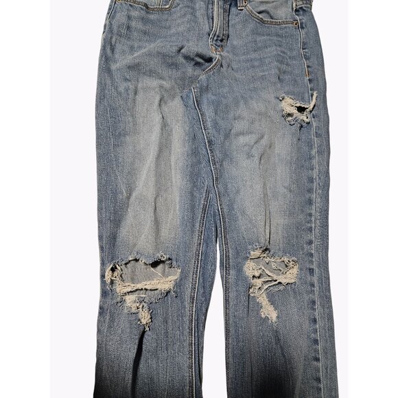 Old Navy Power Straight High Rise Jeans Womens Size 4 Light Wash Ripped Denim - Picture 4 of 6